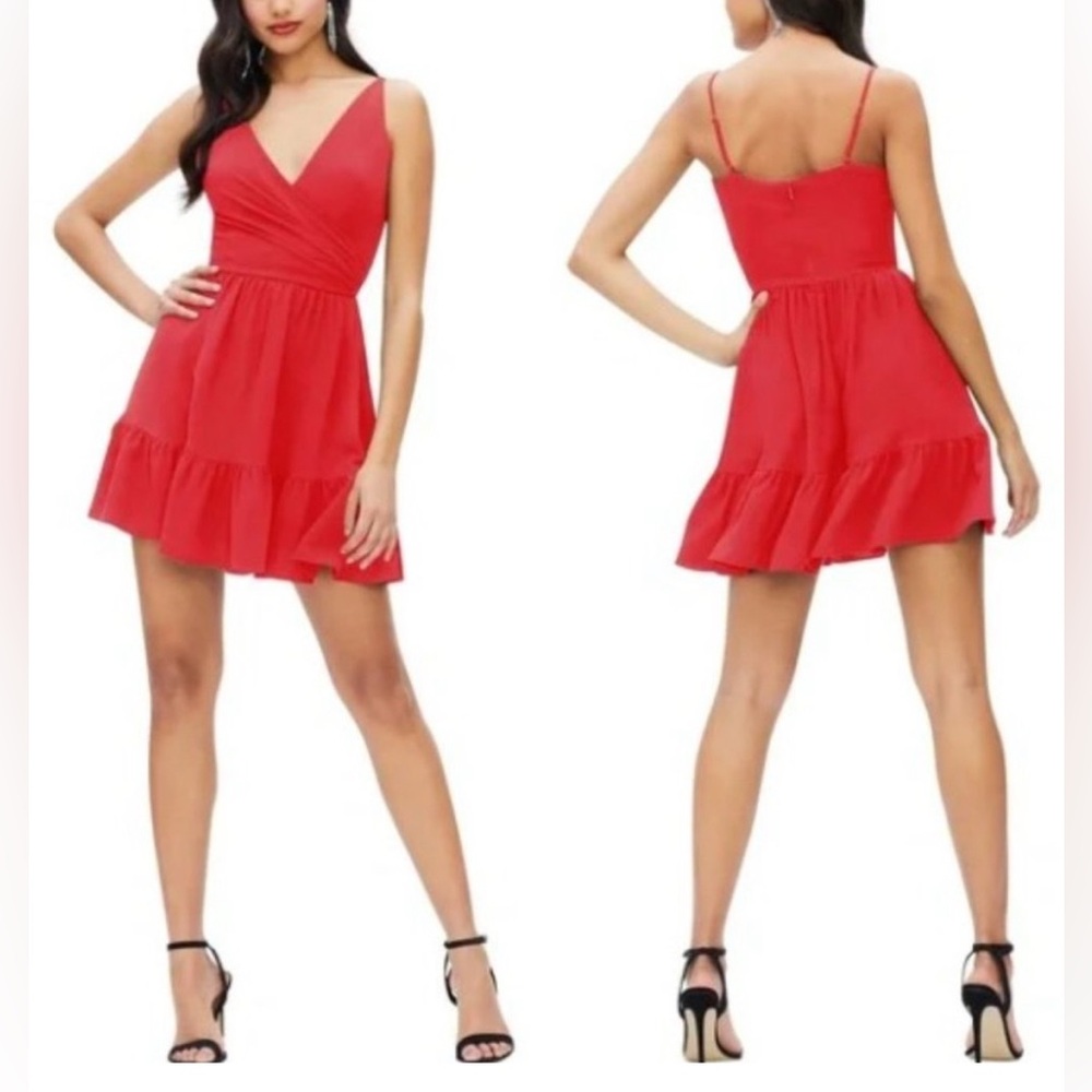 Dress the Population Red Ruffled Tiered Mini Dress sz Medium
